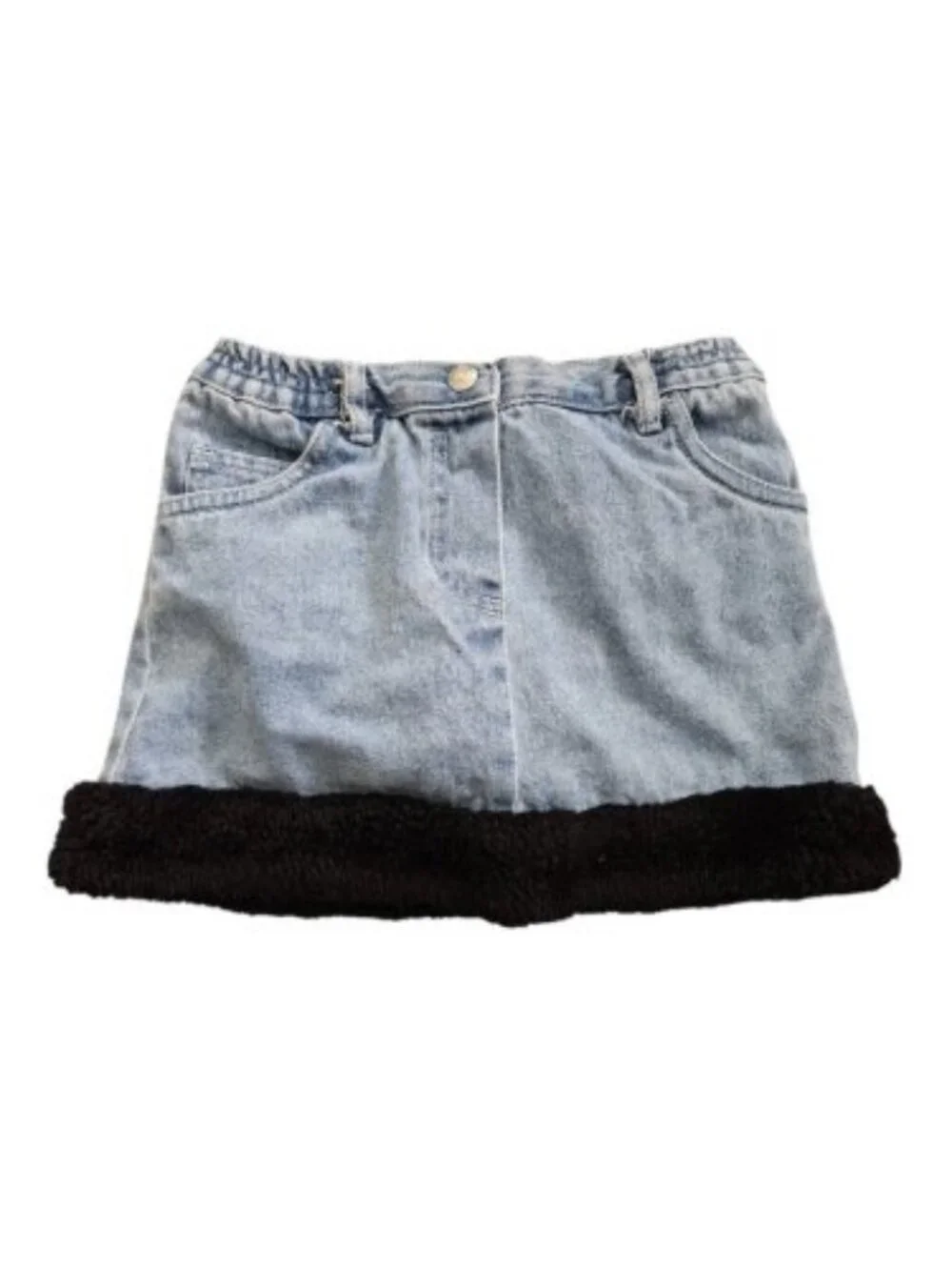 THE CHILDREN’S PLACE Faux Fur Trim Denim Skort Girls Size 3T